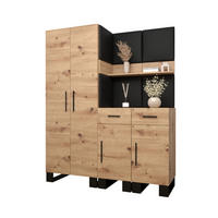 GARDEROBEN-SET 196/158/45,6 - Schwarz/Eiche Artisan, Holz/Kunststoff (158/196/45.6cm) - Abiks Möbel