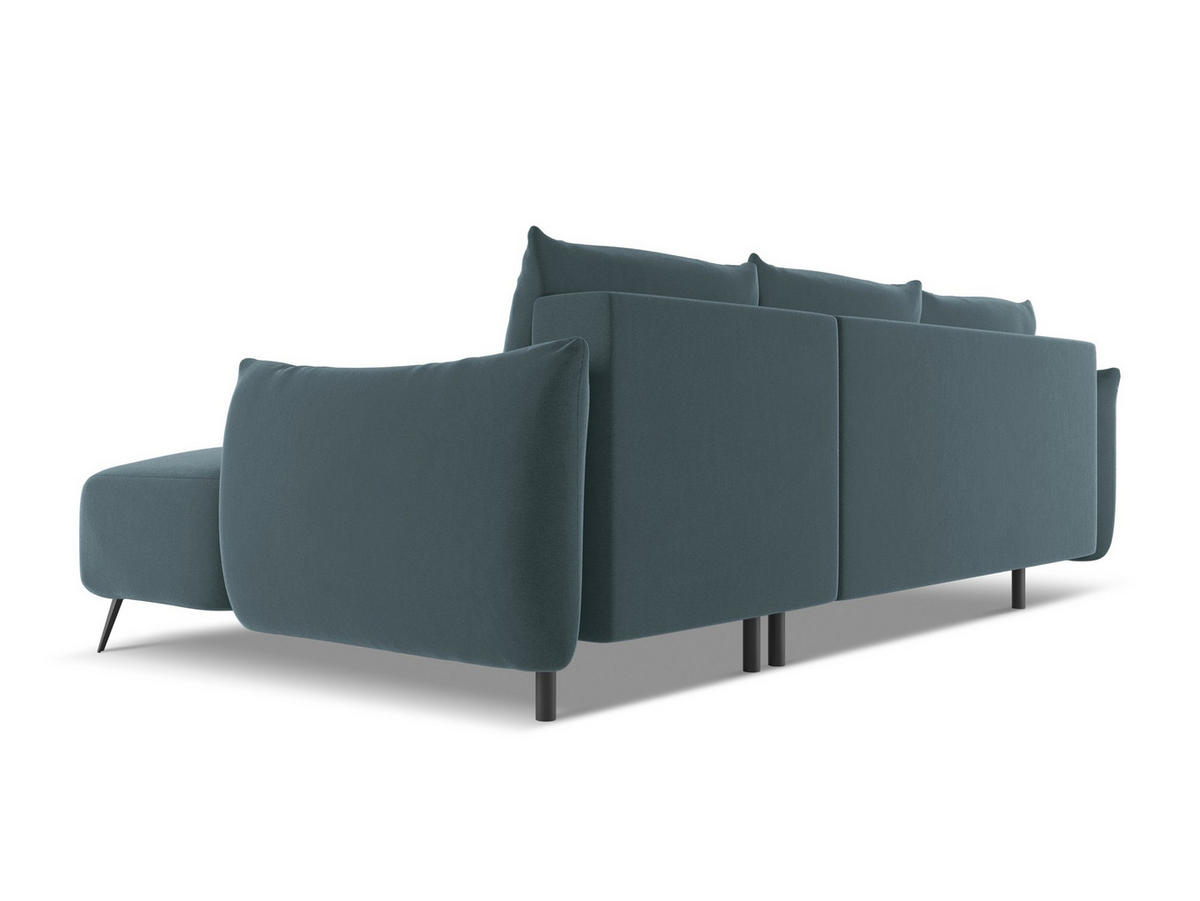 ECKSOFA mit Schlaffunktion Samt Stoff Blau - Blau/Petrol, Textil/Metall (242/162cm) - Makamii