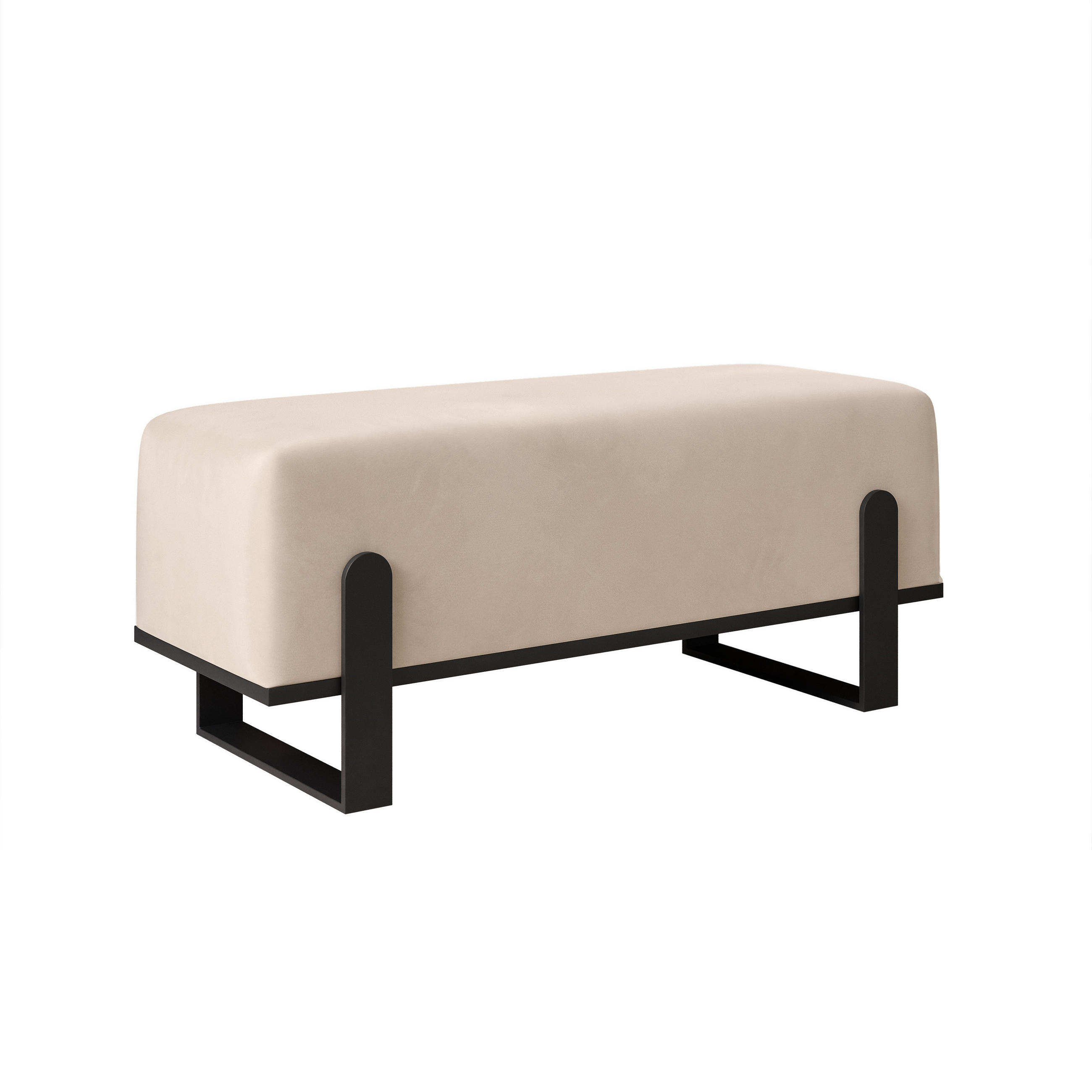 POLSTERBANK MARA 80 cm Schwarz / Beige ,Metallgestell - Beige, Metall (80/47/35cm) - Idohome