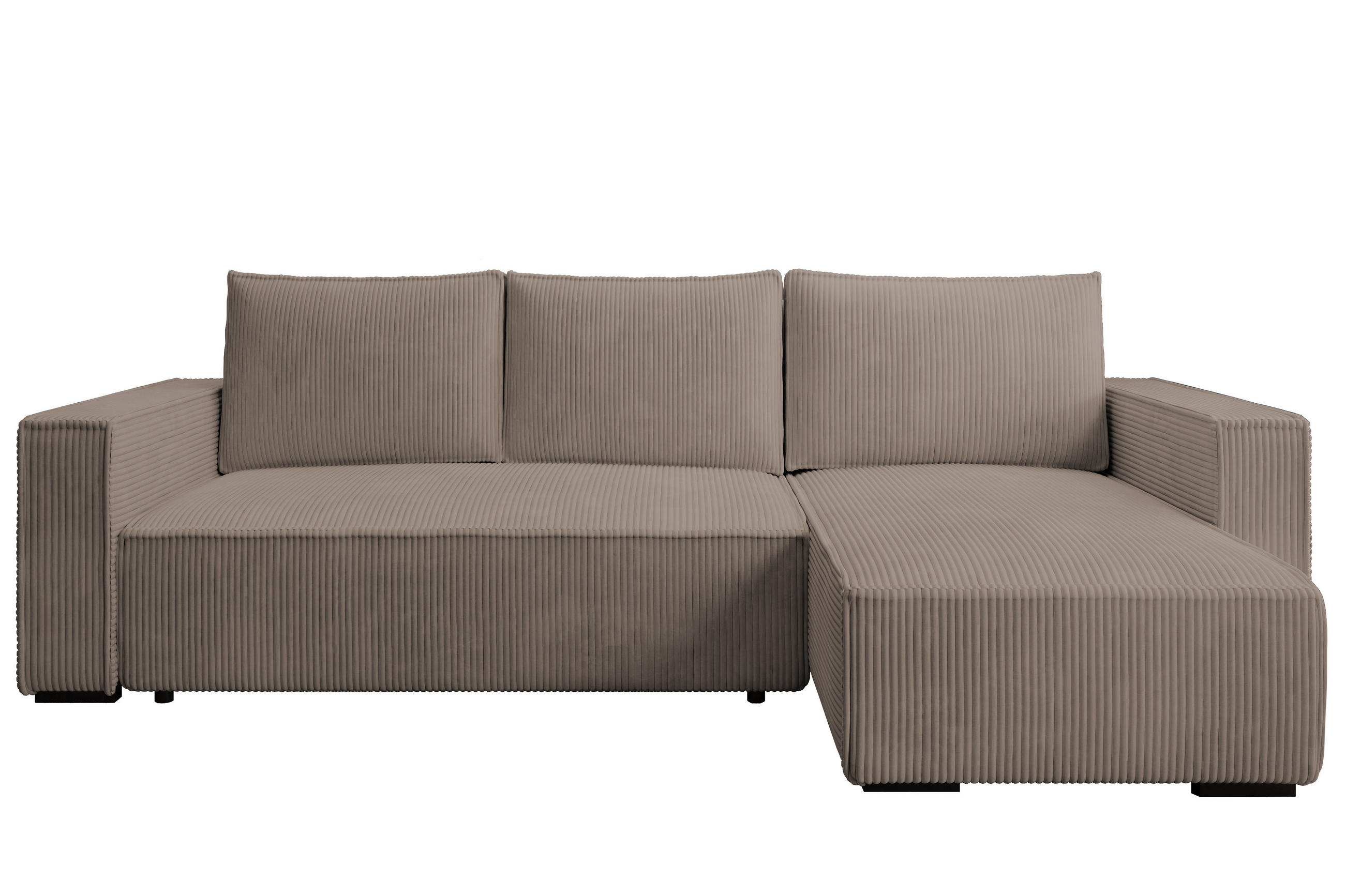 ECKSOFA CUDDY L, Eckcouch in L-Form mit Schlaffunktion und Bettkasten, Farbe: Braun, Cordstoff, Ottomane Rechts - Braun, Textil (240/140cm) - Storez24