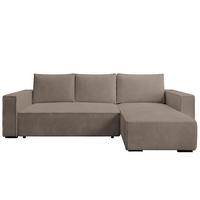 ECKSOFA CUDDY L, Eckcouch in L-Form mit Schlaffunktion und Bettkasten, Farbe: Braun, Cordstoff, Ottomane Rechts - Braun, Textil (240/140cm) - Storez24