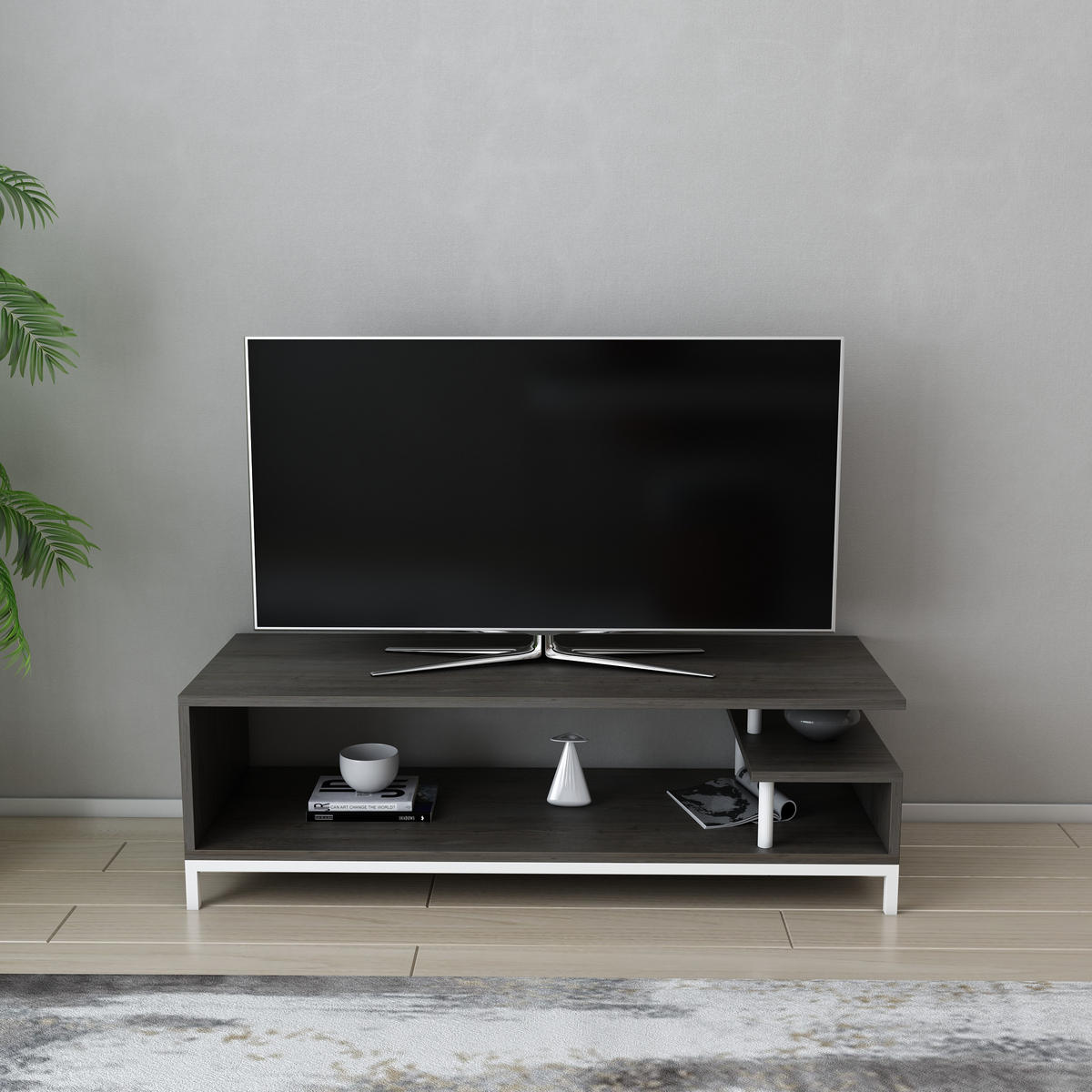 TV-LOWBOARD Reilly Weiß-Wenge - Wengefarben/Weiß, Holzwerkstoff (120/38/45cm) - Decorotika