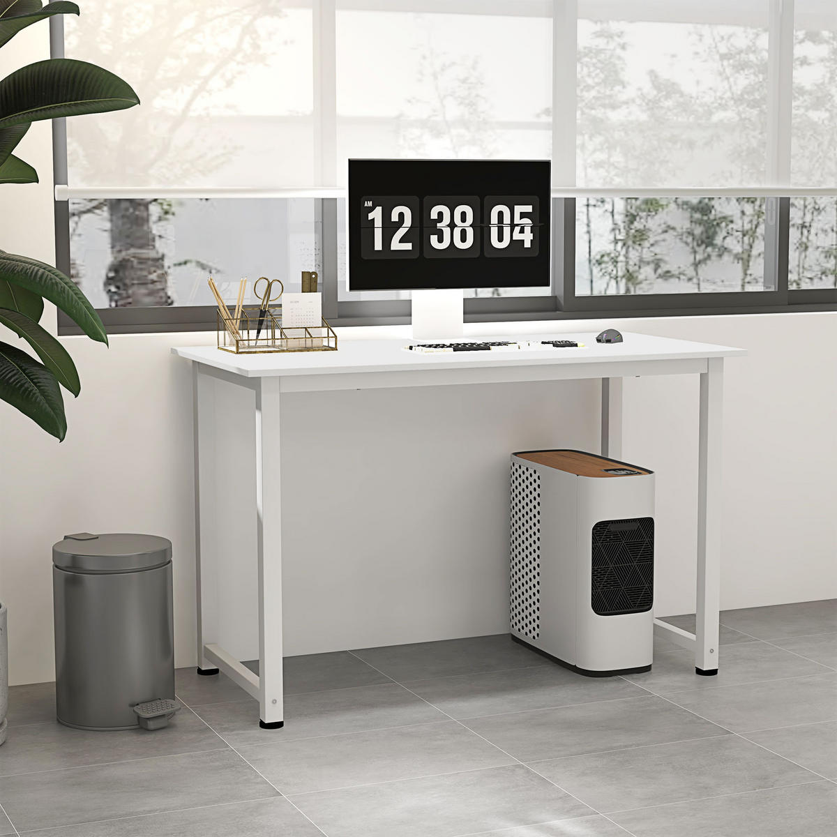 COMPUTERTISCH Weiß mit Metallgestell 120/60/76 cm - Weiß, Holzwerkstoff (60/120/76cm) - PANGIVO