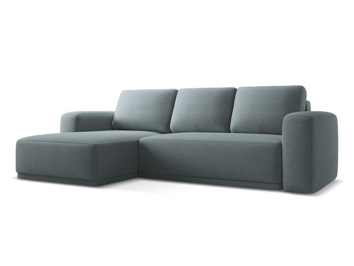 ECKSOFA mit Schlaffunktion Chenille Stoff Blau - Blau/Blaugrau, Kunststoff/Textil (160/258cm) - Makamii
