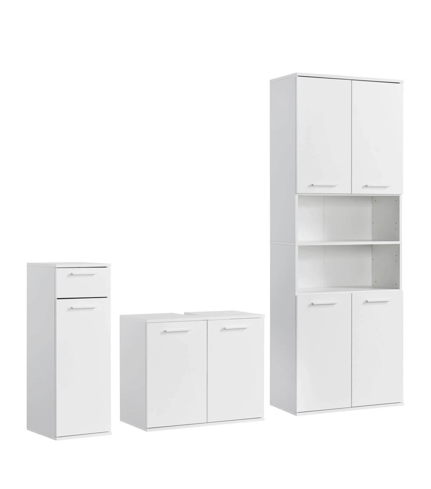 BADMÖBEL-SET 3-teilig Der Steuermann - Weiß, Holzwerkstoff (168/180/34cm) - Mokebo
