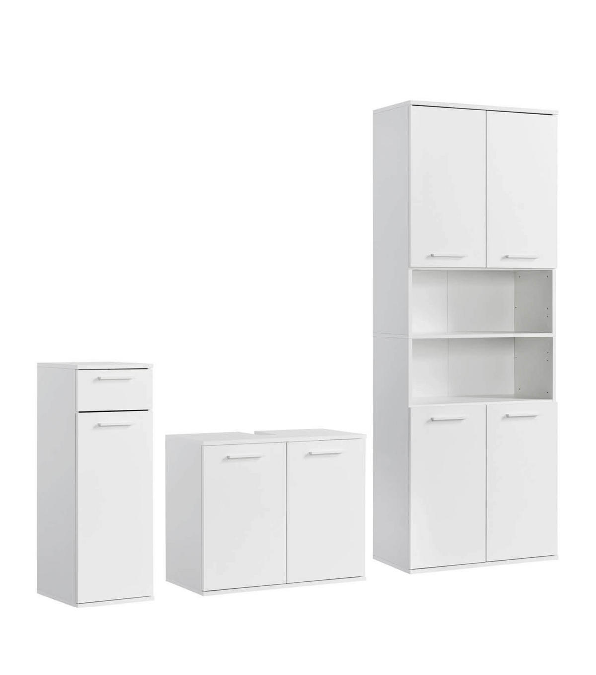 BADMÖBEL-SET 3-teilig Der Steuermann - Weiß, Holzwerkstoff (168/180/34cm) - Mokebo