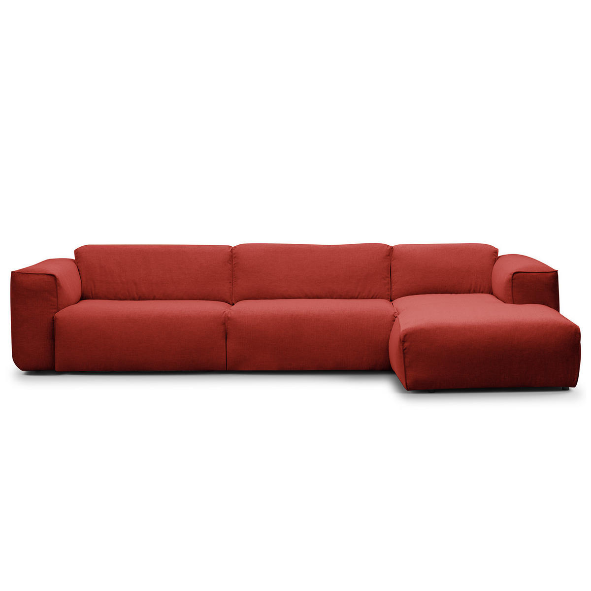 3-SITZER ECKSOFA mit Longchair - Rot/Schwarz, Kunststoff/Textil (317/173cm) - home24