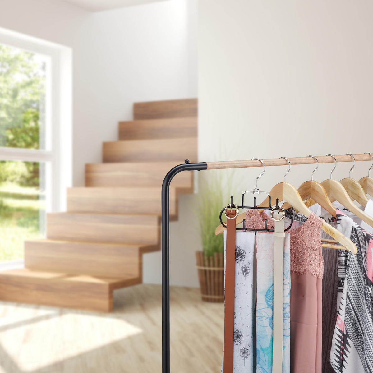 3XDRŽIAK na opasky - čierna, kov/plast (20/20/2cm) - Relaxdays