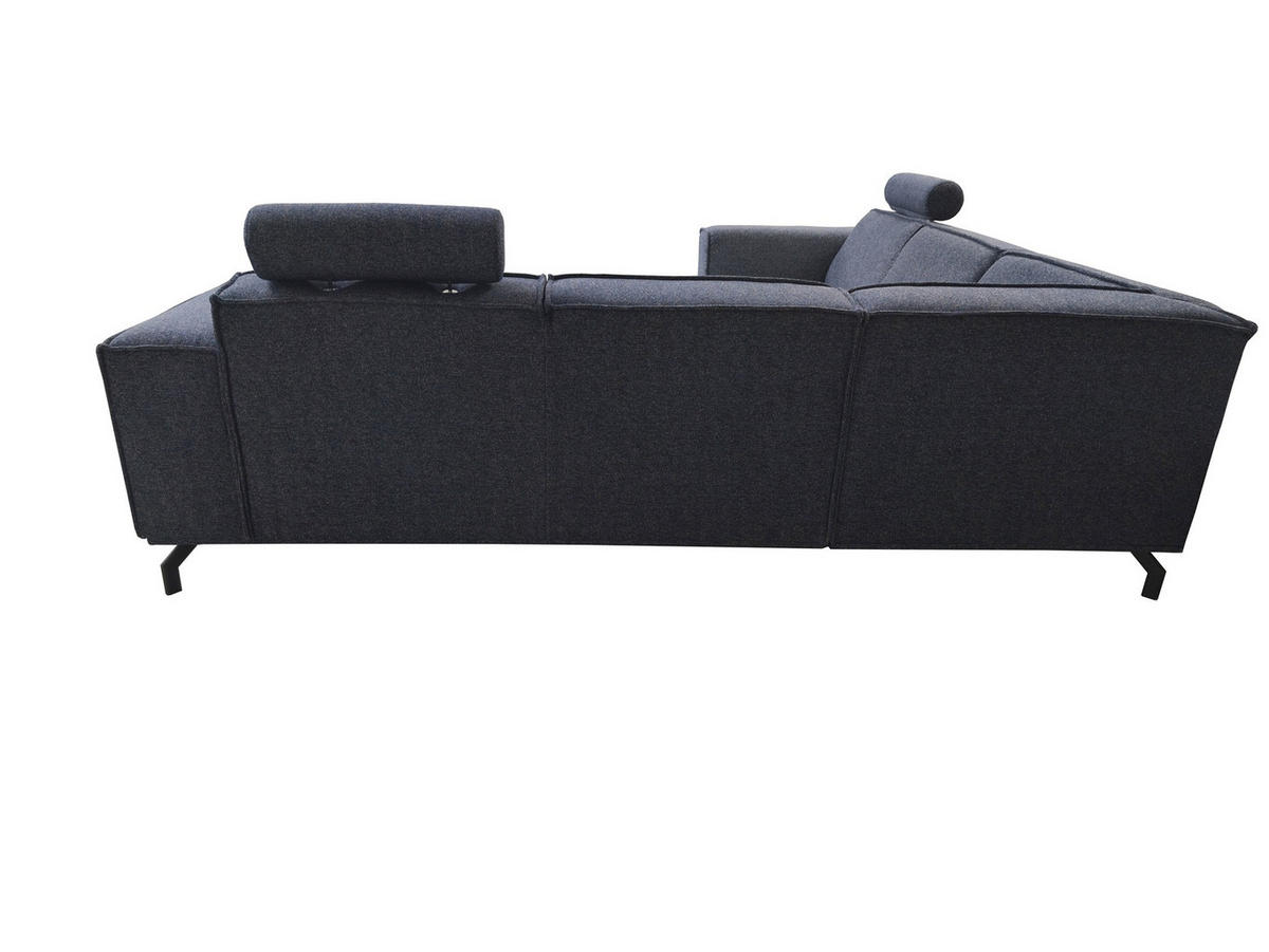 MODULARES Ecksofa Selena - Dunkelgrau, Verstellbare Kopfstützen und Metall Füßen - Dunkelgrau/Schwarz, Kunststoff/Textil (260/260cm) - KS Home Concept