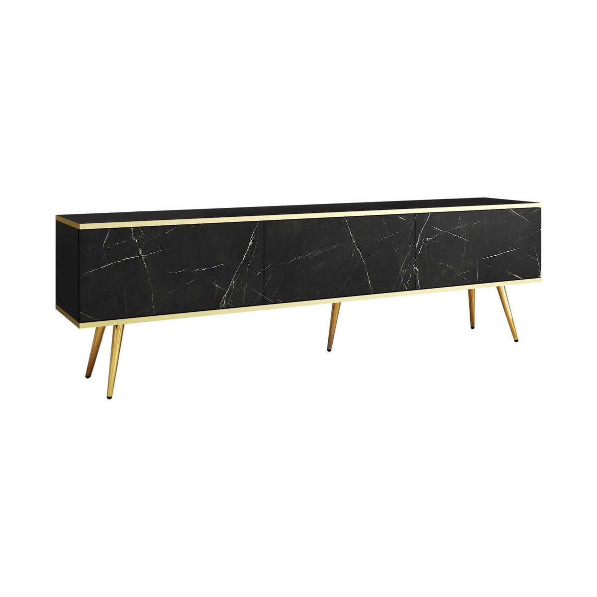 LOWBOARD – 175 cm – Oro – Schwarz – TV-GEN0308 - Schwarz, Holzwerkstoff (175/30/32cm) - hi-markt