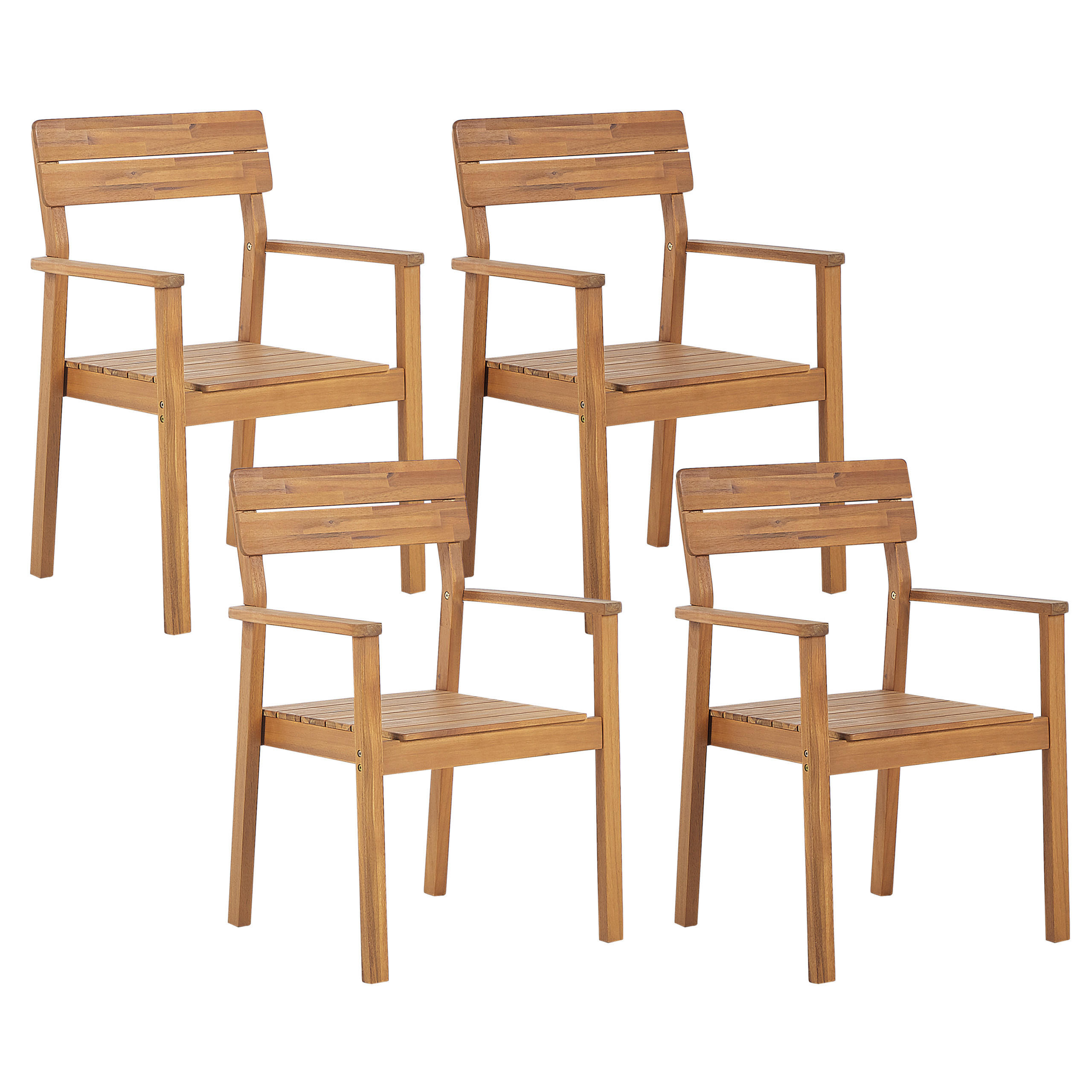 GARTENSTUHL 4er-Set Akazienholz hellbraun Fornelli - Hellbraun, Holz (60/88/56cm) - Beliani