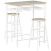 BARTISCH Set 3-teilig Küchentisch mit Stuhl Stehtisch Barhocker Stahl Weiß+Eiche - Weiß, Kunststoff (50/90/80cm) - HOMCOM