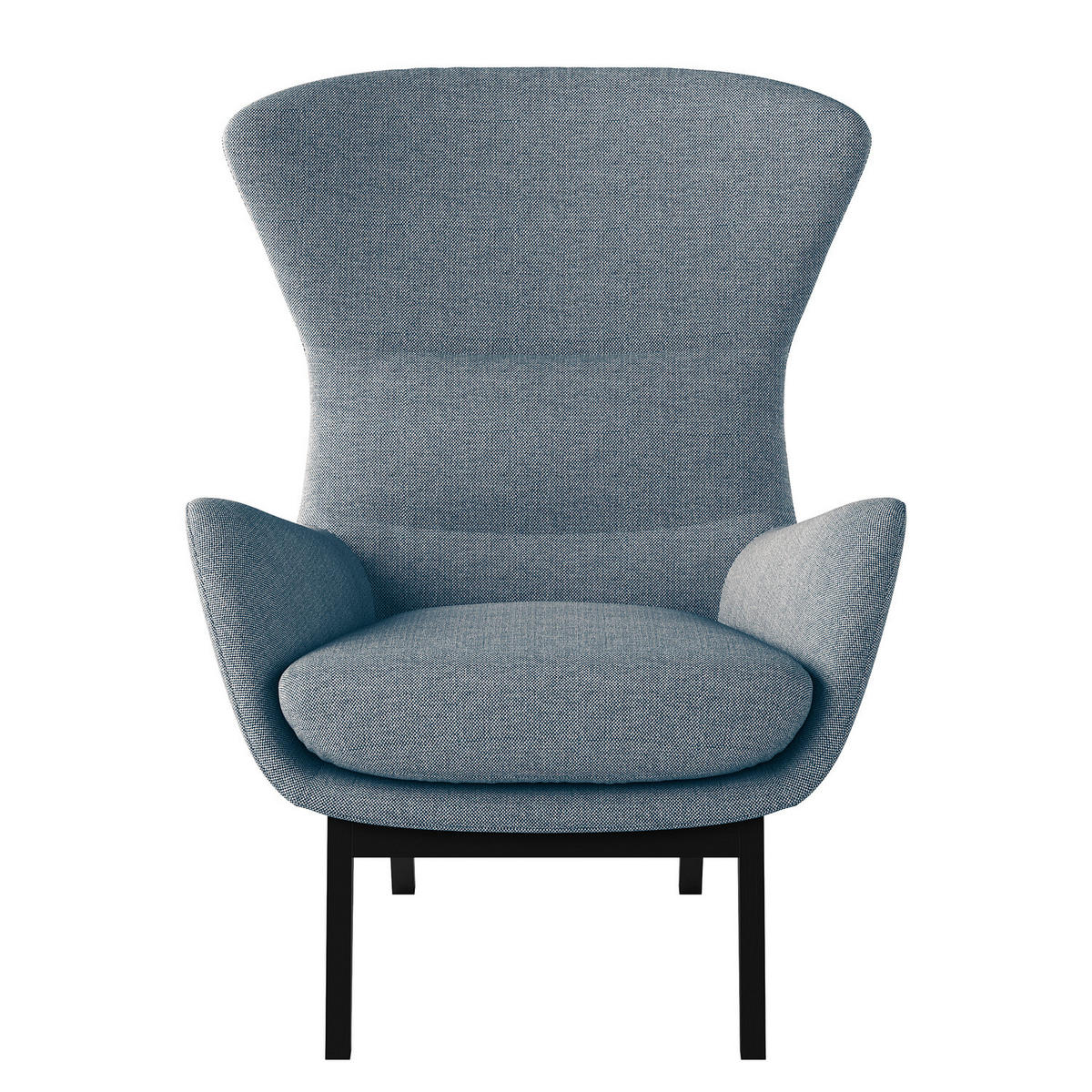 SESSEL mit Holzfüßen - Blau/Schwarz, Birkenholz/Textil (84/99/96cm) - home24