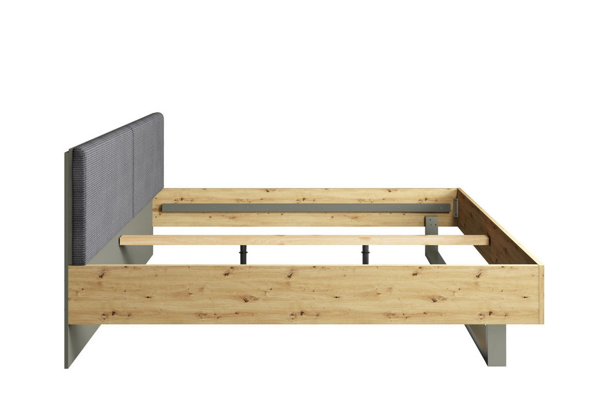 BETT RON 180/200 cm in Graphit / Artisan Eiche - Graphitfarben/Eiche Artisan, Holzwerkstoff (180/200cm) - Deine Möbel 24