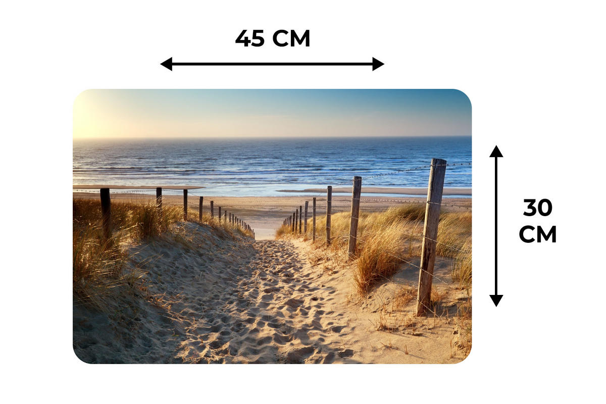 PLATZSETS 6er-Set Strand - Meer - Niederlande - Dünen - Sonne Abwaschbar 45x30 cm - Blau, Kunststoff (0.3/45/30cm) - MuchoWow