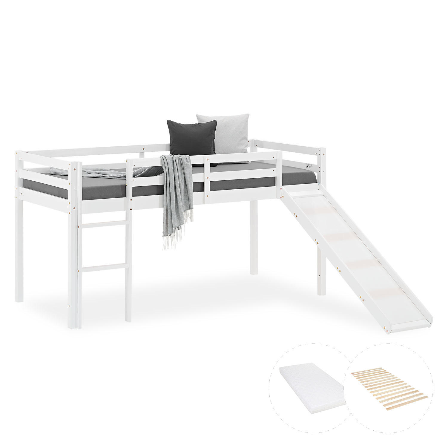 HOCHBETT 90/200 weiß mit Rutsche - Weiß, Holz - Homestyle4u