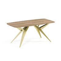 ESSTISCH AXIS - Hellbraun/Goldfarben, Holzwerkstoff/Metall (90/180/76cm) - Meblini
