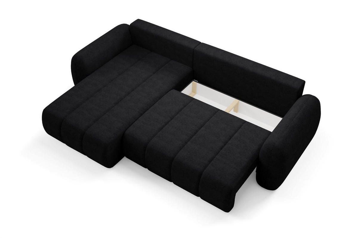 ECKSOFA Caria Mit Schlaffunktion - Schwarz, Holzwerkstoff/Textil (304/190cm) - Fun Möbel