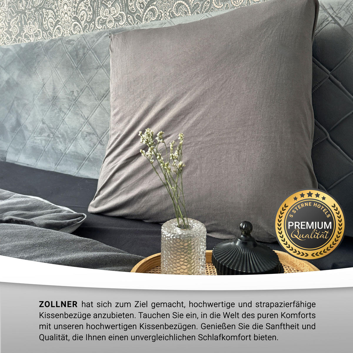 KISSENBEZUG, 2er-Set, 80x80 cm, 100% Baumwolle, Grau - Taupe, Textil (80/80cm) - Zollner
