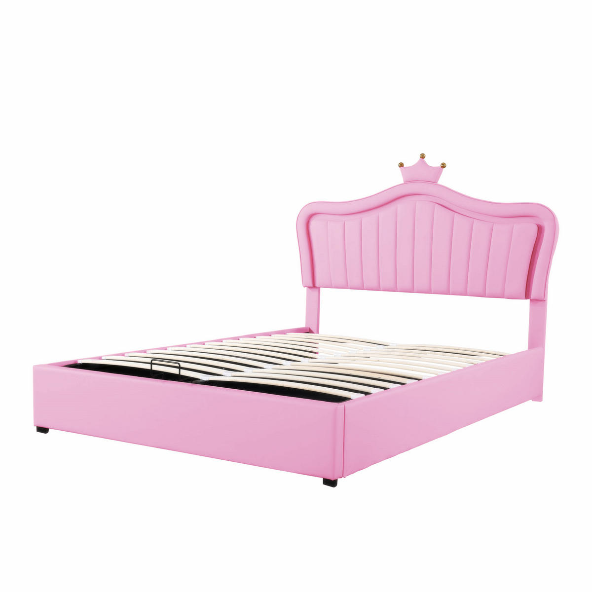 POLSTERBETT 140/200 cm rosa mit hydraulischem Stauraum und LED-Beleuchtung - Pink, Textil (140/200cm) - OKWISH