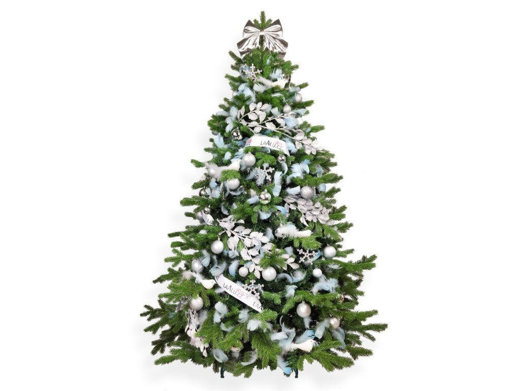 WEIHNACHTSBAUM künstlicher 270 cm, HIMMELSSILBER, mit 131-teiligem Weihnachtsbaumschmuck, inkl. Metallständer und Aufbewahrungsbox - Blau/Silberfarben, Kunststoff/Metall (157/270cm) - LAALU