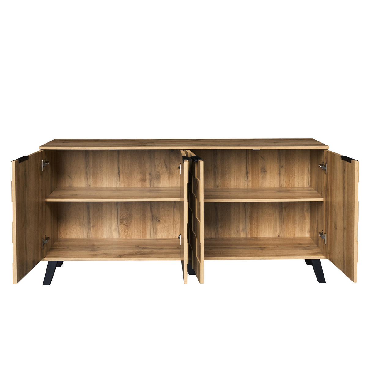 SIDEBOARD 160,5/35,5/78 cm in Holzfarbe mit 4 Türen und verstellbaren Einlegeböden - Naturfarben, Holzwerkstoff (160.5/78/35.5cm) - Flora Grace