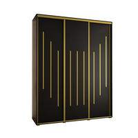 SCHWEBETÜRENSCHRANK 235,2/200/45 3-türig - Goldfarben/Schwarz, Holz/Metall (200/235/45cm) - Abiks Möbel