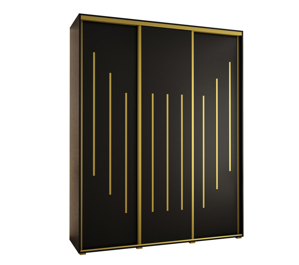 SCHWEBETÜRENSCHRANK 235,2/200/45 3-türig - Goldfarben/Schwarz, Holz/Metall (200/235/45cm) - Abiks Möbel