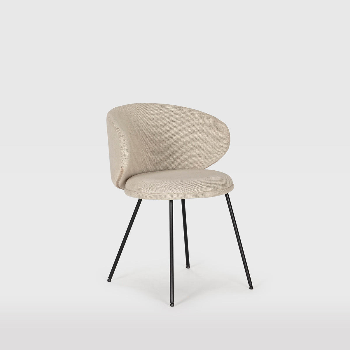 STÜHLEN (Set aus 2) aus stoff mit schwarzen metallbeinen - rush 60/58/51 cm - Beige, Textil (58/51/60cm) - Calicosy