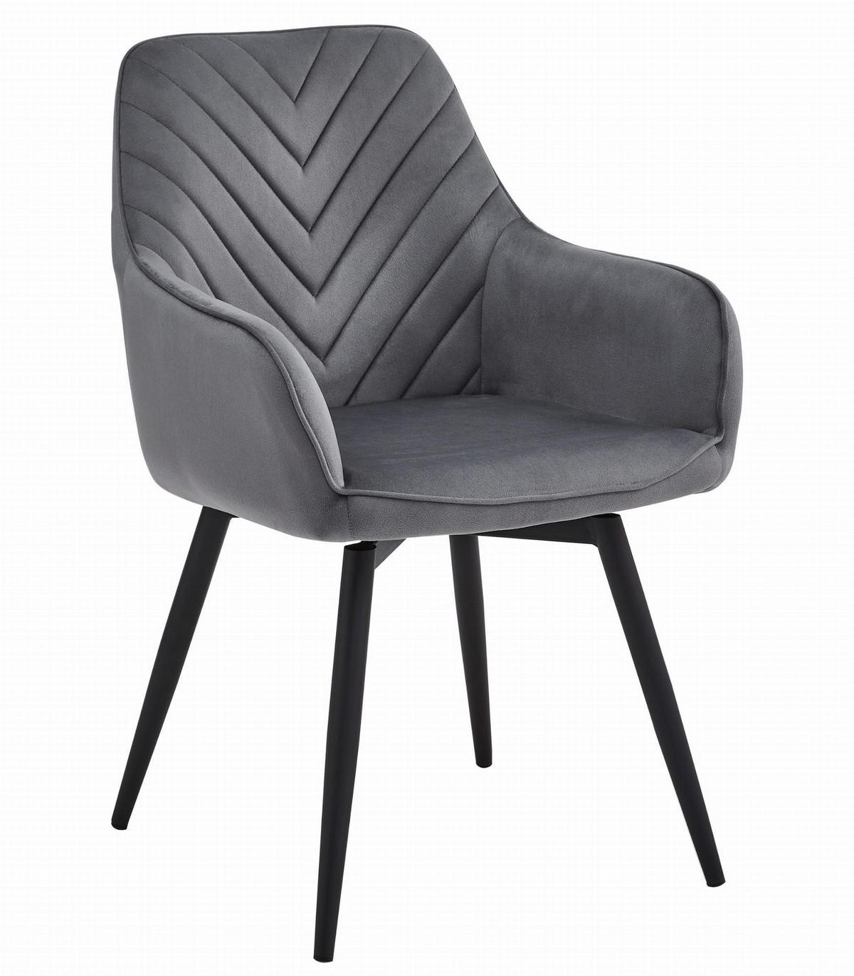 ESSZIMMERSTUHL 2-er Set WAAV360 dunkelgrauer Sitz, schwarze Beine - Dunkelgrau/Schwarz, Textil (56/83.5/61cm) - Valora