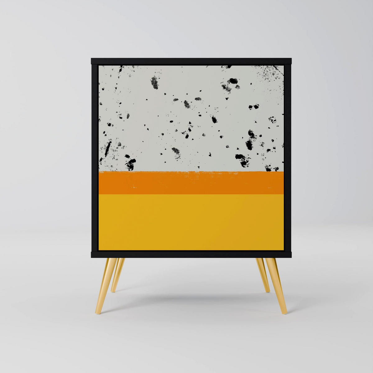 SIDEBOARD DYED BY ORANGE, Schwarz, 57,5x42x75,5 cm, Goldfarbene Metallfüße - Goldfarben/Multicolor, Holzwerkstoff/Metall (57.5/75.5/42cm) - SpaceRebels