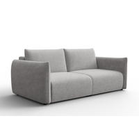 SOFA TAUER 3-Sitzer, Bouclé-Stoff hellgrau - Hellgrau/Schwarz, Holz/Textil (206/84/112cm) - Courtois Laville