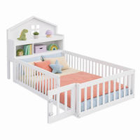 KINDERBETT 90/200 mit Stauraum, Schutzgitter und Bilderleiste in Weiß - Weiß, Holzwerkstoff (90/200cm) - EVRYAE