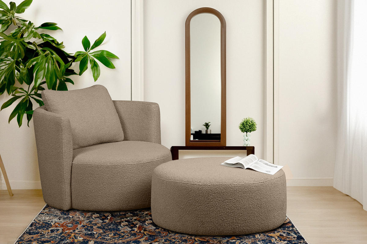 SITZHOCKER RAGGI mit 360° Drehfunktion, Braun - Braun, Textil (80/36/80cm) - KONSIMO®