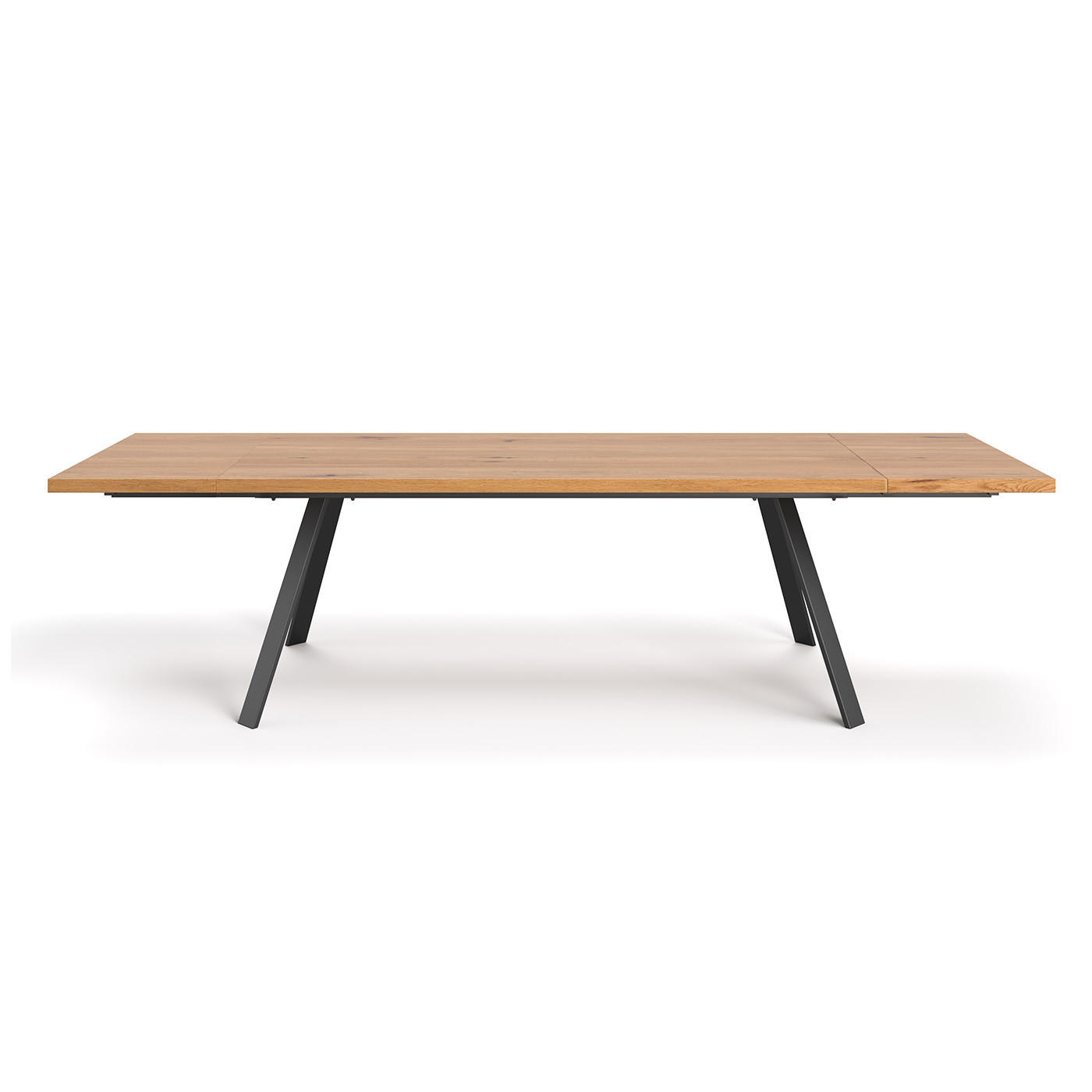 TISCH Ausziehbar Lige aus massivem Eichenholz 160x100 cm + Tischverlängerungen 2x50 cm - Eichefarben/Schwarz, Holz/Metall (160/100/75cm) - Danzz