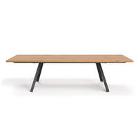 TISCH Ausziehbar Lige aus massivem Eichenholz 160x100 cm + Tischverlängerungen 2x50 cm - Eichefarben/Schwarz, Holz/Metall (160/100/75cm) - Danzz