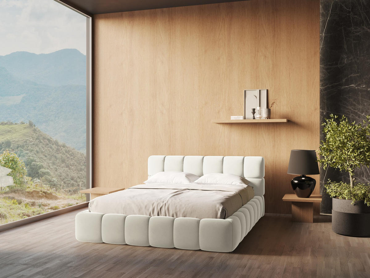 POLSTERBETT mit Bettkasten und Lattenrost 180x228 Beige - Beige/Creme, Kunststoff/Textil (160/200cm) - Makamii