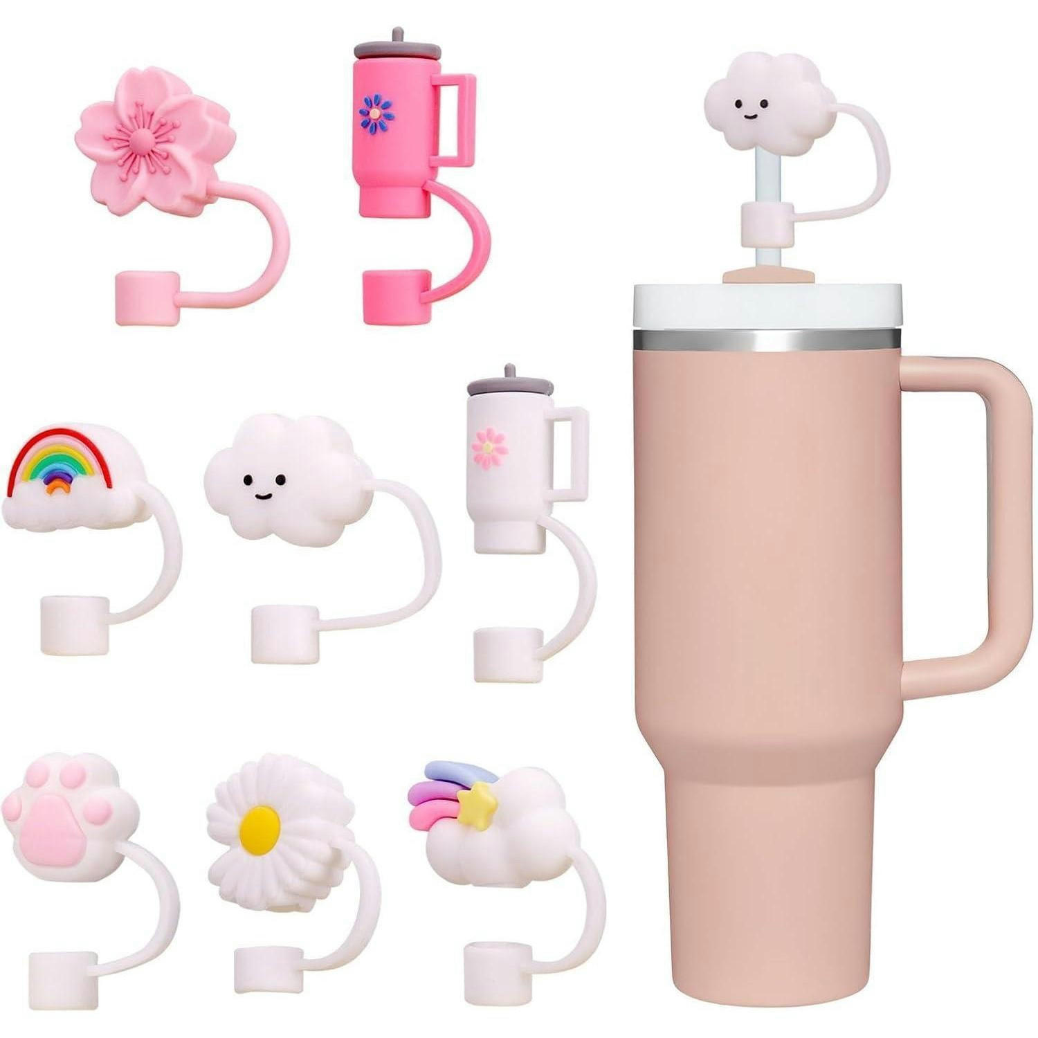 STROHHALM Abdeckung 8-teiliges Set Silikon für Stanley Cup - Multicolor, Kunststoff (3.3/2.5/3.7cm)