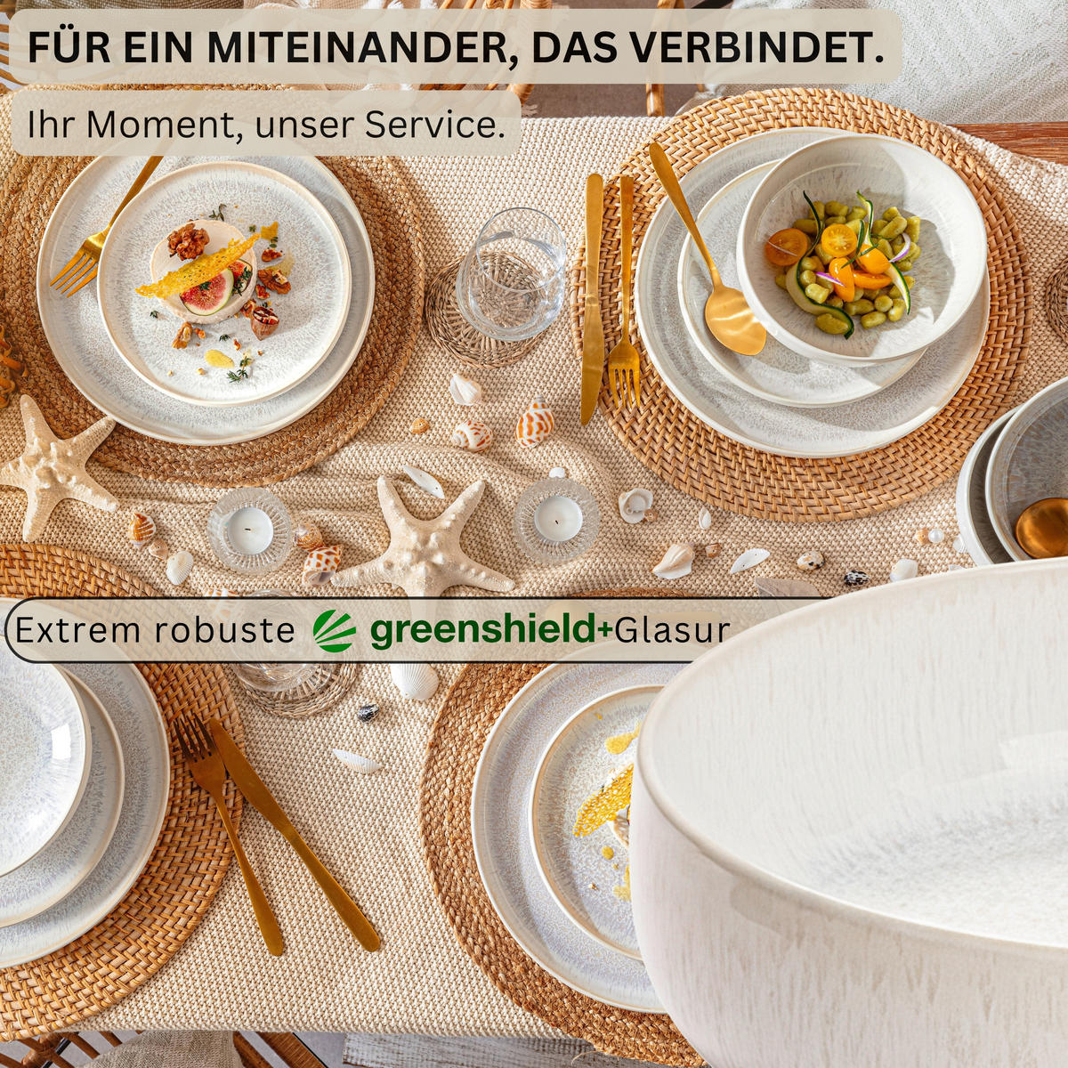 SERVIERSCHALE Korfu - 1 teilig aus Steingut - Creme, Stein (28.8/8/28.8cm) - Sänger