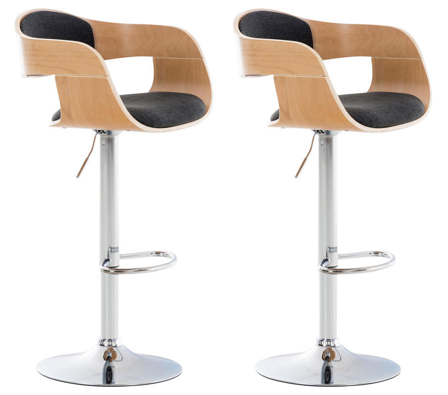 BARHOCKER 2er Set Nadan Stoff Natura/dunkelgrau - Grau, Textil/Metall (50/88/48cm) - DELUKE