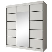 SCHWEBETÜRENSCHRANK Monica 200/215/61 3-türig weiß+schwarz mit Spiegel - Schwarz/Weiß, Holzwerkstoff (200/215/61cm) - Beautysofa