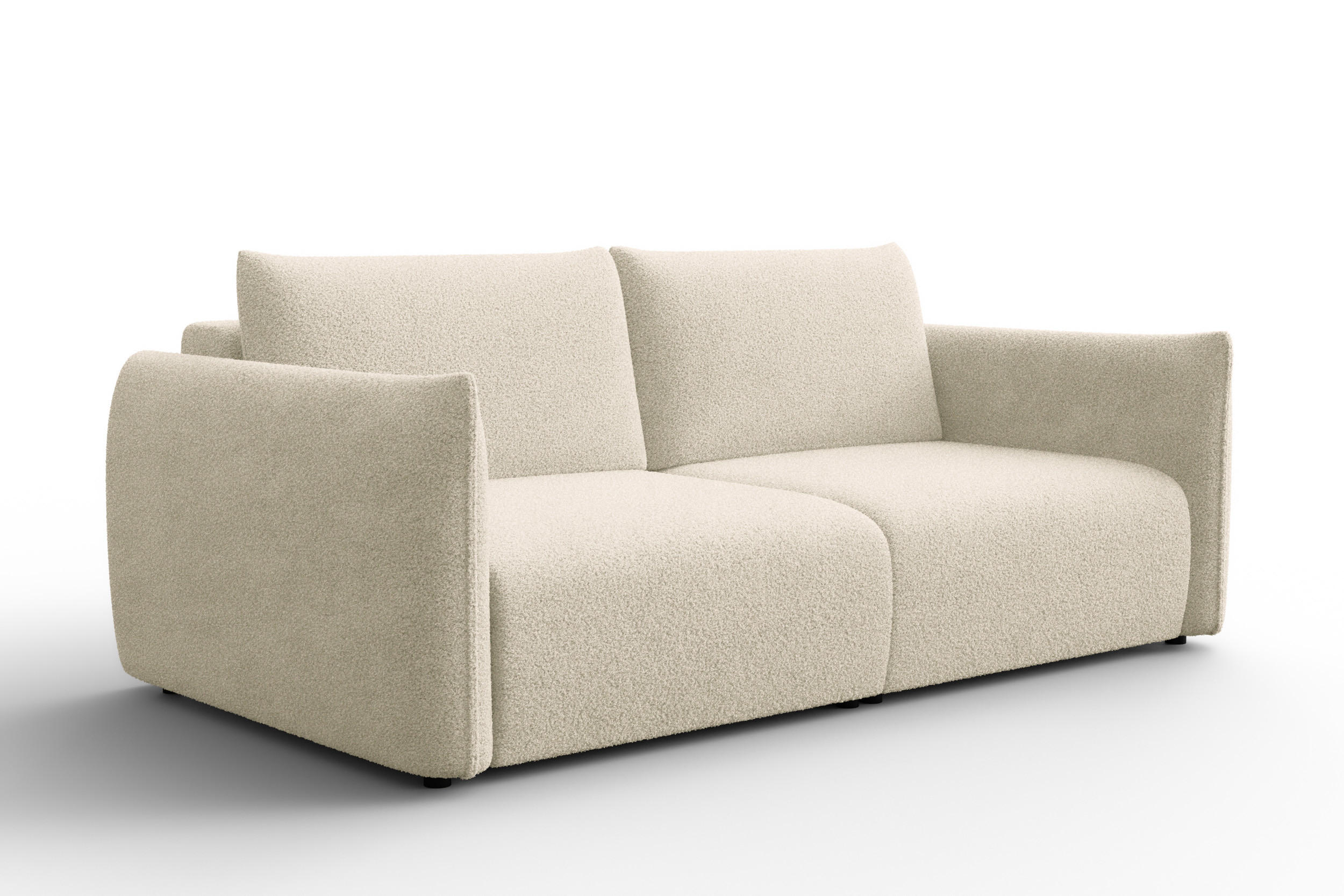 SOFA TAUER 3-Sitzer, Bouclé-Stoff ecru - Ecru/Schwarz, Holz/Textil (206/84/112cm) - Courtois Laville