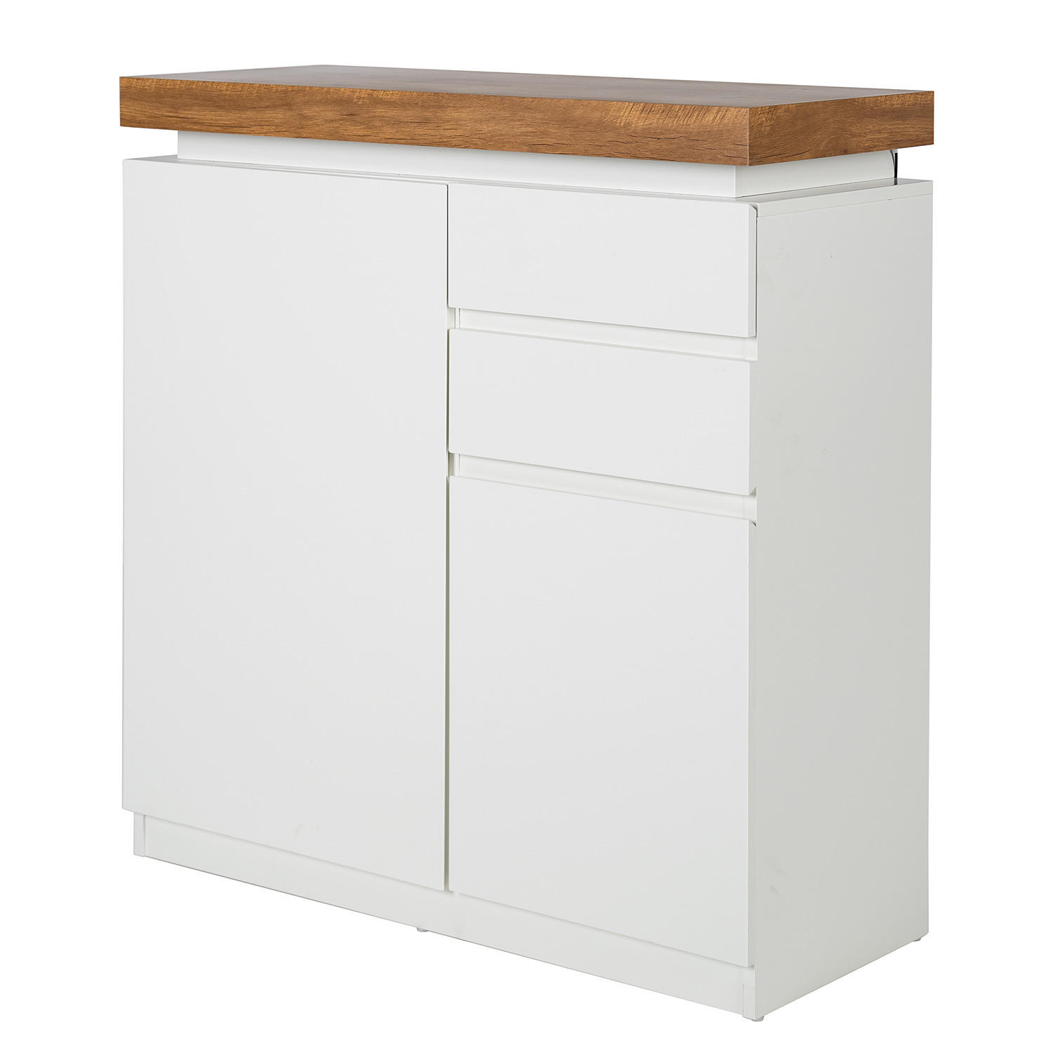 SCHUHKOMMODE - Inkl. Beleuchtung - Eichefarben/Weiß, Holzwerkstoff (91/97/38cm) - home24