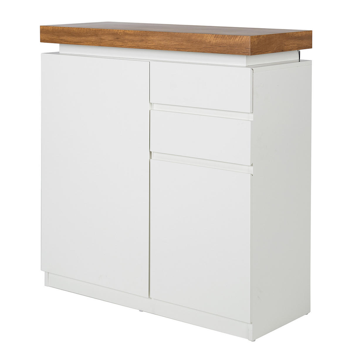 SCHUHKOMMODE - Inkl. Beleuchtung - Eichefarben/Weiß, Holzwerkstoff (91/97/38cm) - home24