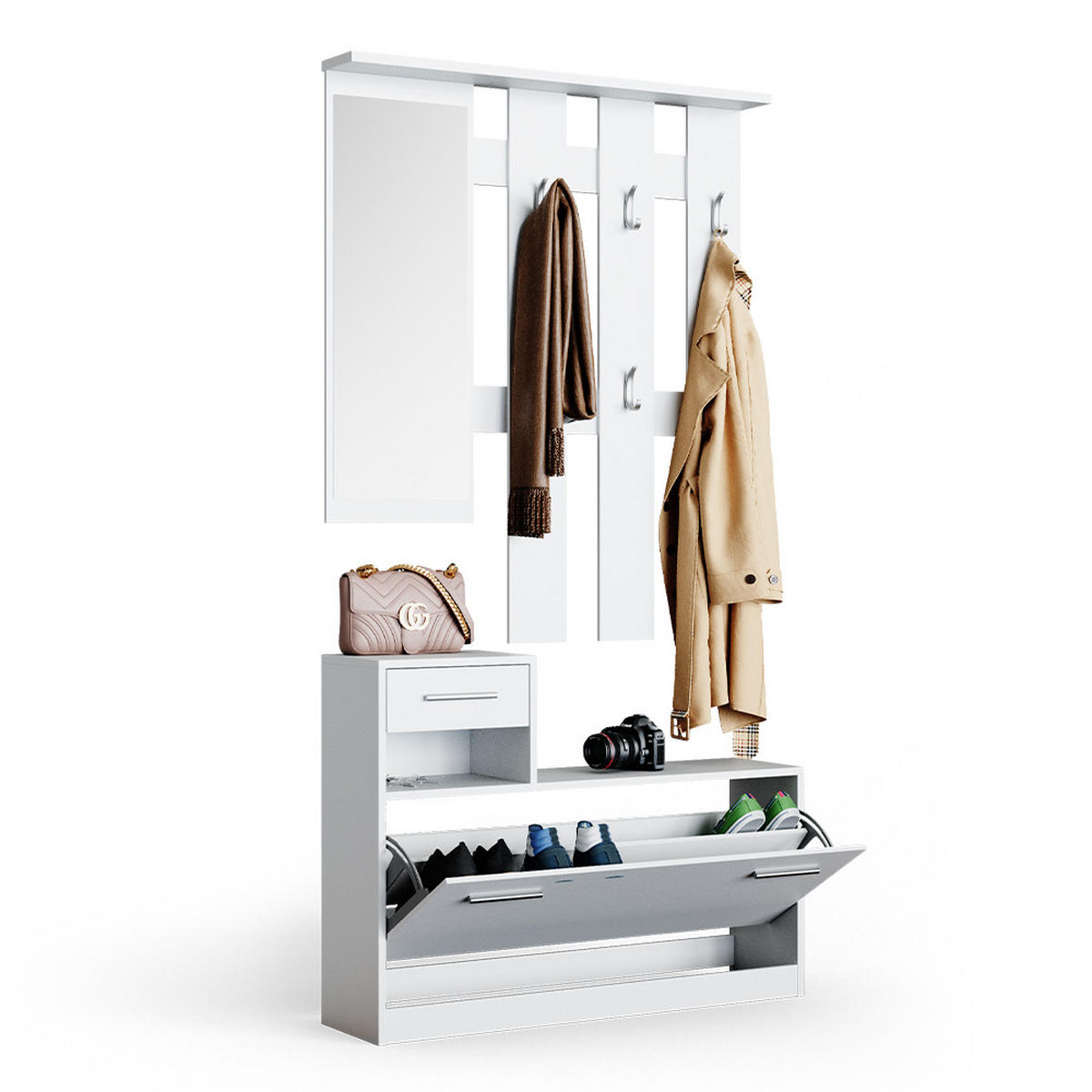 GARDEROBE Billy Weiß 100 x 111.6 cm - Weiß, Holzwerkstoff (100/111.6/27.8cm) - Vicco