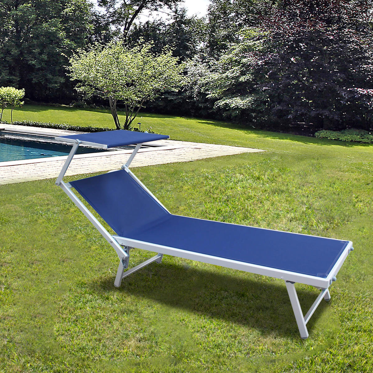 SONNENLIEGE Blau 61/186/38 cm - Blau, Metall (61/38/186cm) - Mobili Rebecca