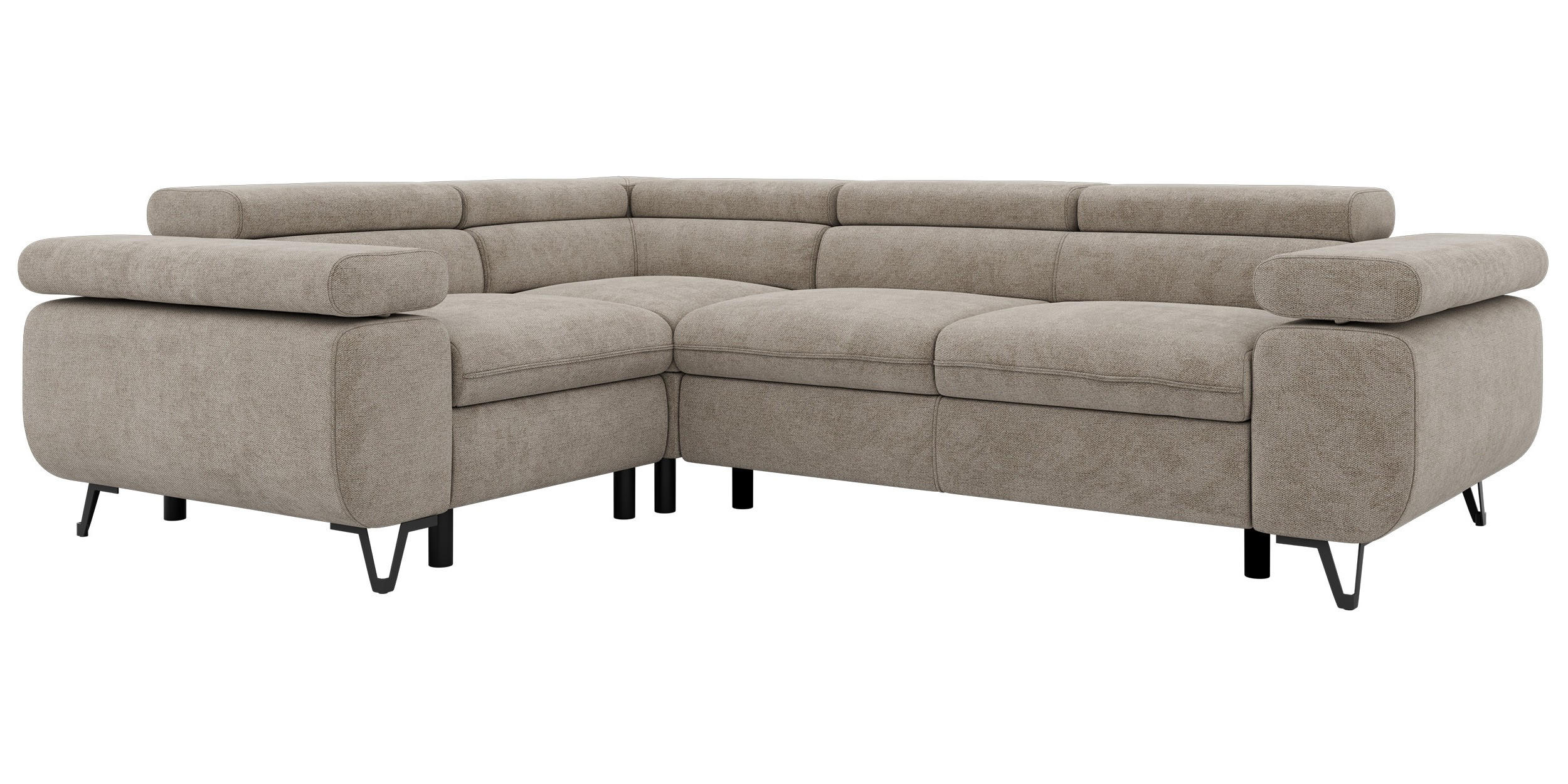 ECKSOFA ORSO L Greige Stukture - Links Seite - Greige/Schwarz, Textil/Metall (197/268cm) - MKS