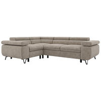 ECKSOFA ORSO L Greige Stukture - Links Seite - Greige/Schwarz, Textil/Metall (197/268cm) - MKS