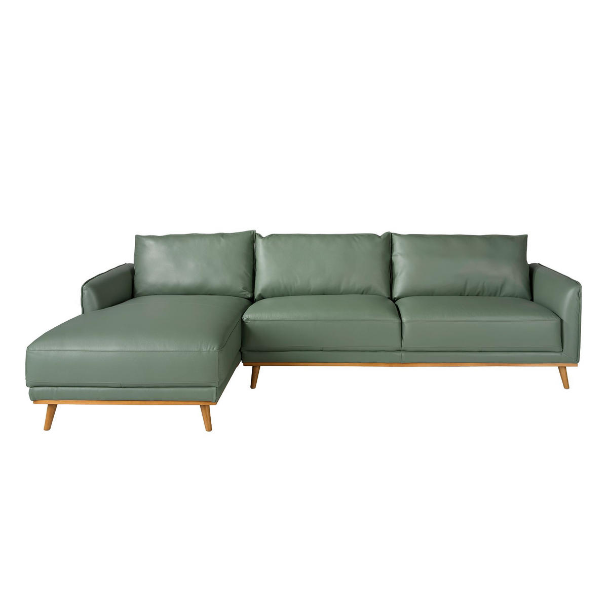 ECKSOFA Linkes Chaiselongue-Sofa aus grünem Leder 295/160/90 cm - Grün/Honig, Leder (295/160cm) - ANGEL CERDA