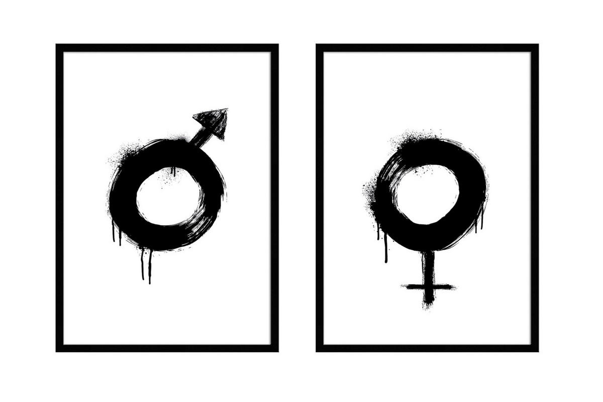 BILD mit Rahmen 2er Set 51x71 cm Schlafzimmerbilder - Weiß, Holz (51/71cm) - artissimo